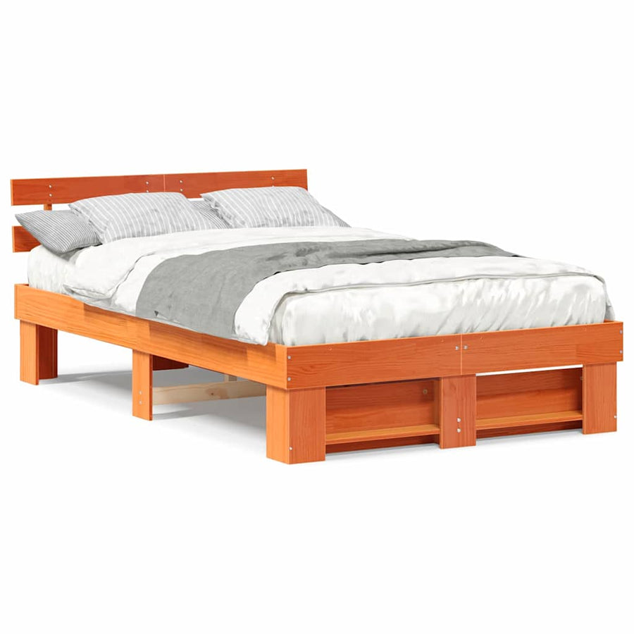 Bedframe Wasbruin 135 x 190 cm Massief grenenhout