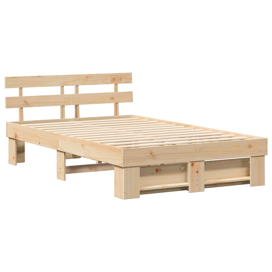 Bedframe met hoofdeinde Bruin 120 x 190 cm Massief grenenhout