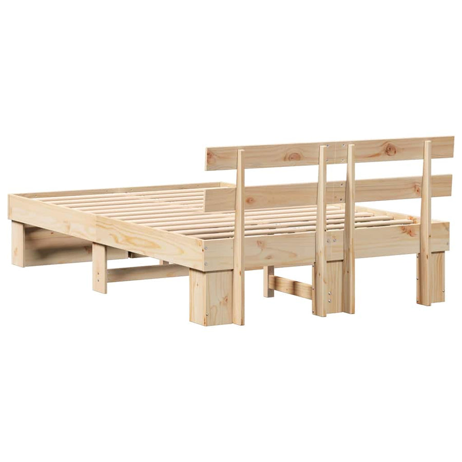 Bedframe met hoofdeinde Bruin 120 x 190 cm Massief grenenhout