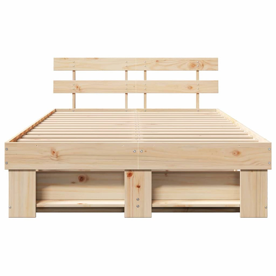 Bedframe met hoofdeinde Bruin 120 x 190 cm Massief grenenhout