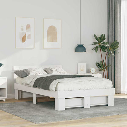 Bedframe met hoofdeinde Wit 120 x 190 cm Massief grenenhout