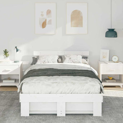 Bedframe met hoofdeinde Wit 120 x 190 cm Massief grenenhout