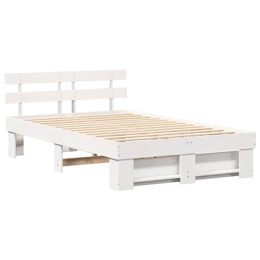 Bedframe met hoofdeinde Wit 120 x 190 cm Massief grenenhout