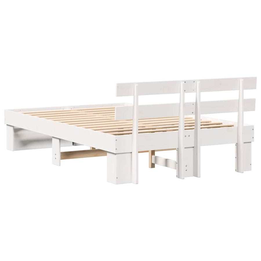 Bedframe met hoofdeinde Wit 120 x 190 cm Massief grenenhout