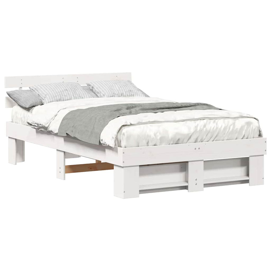 Bedframe met hoofdeinde Wit 120 x 190 cm Massief grenenhout