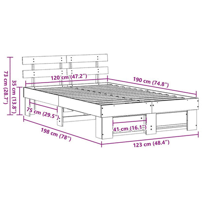 Bedframe met hoofdeinde Wit 120 x 190 cm Massief grenenhout