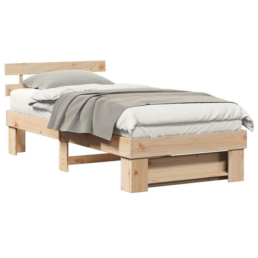 Bedframe met hoofdeinde Bruin 100 x 200 cm Massief grenenhout