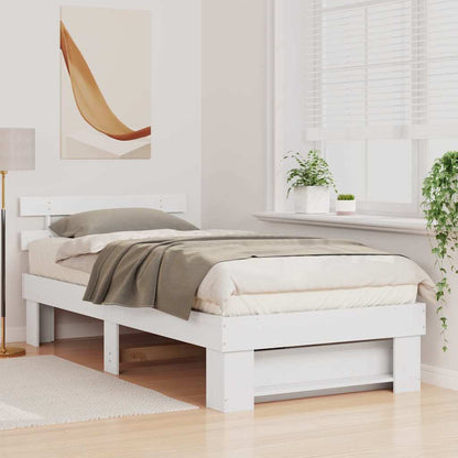 Bedframe met hoofdeinde Wit 100 x 200 cm Massief grenenhout