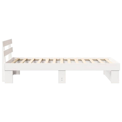Bedframe met hoofdeinde Wit 100 x 200 cm Massief grenenhout