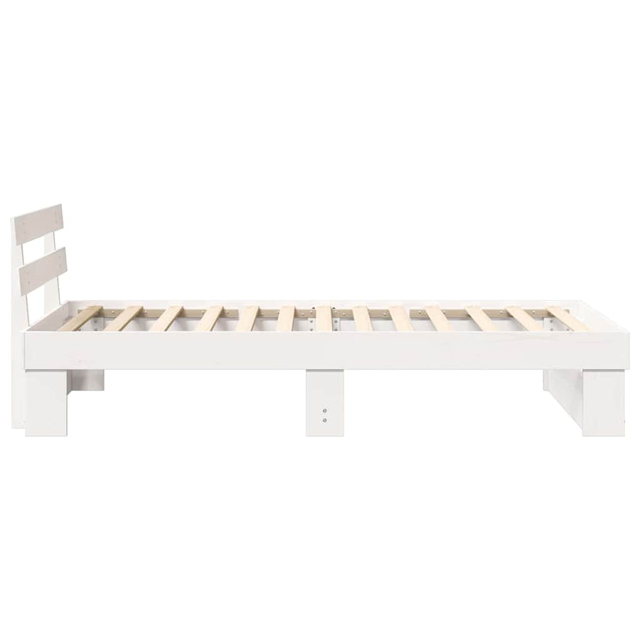 Bedframe met hoofdeinde Wit 100 x 200 cm Massief grenenhout