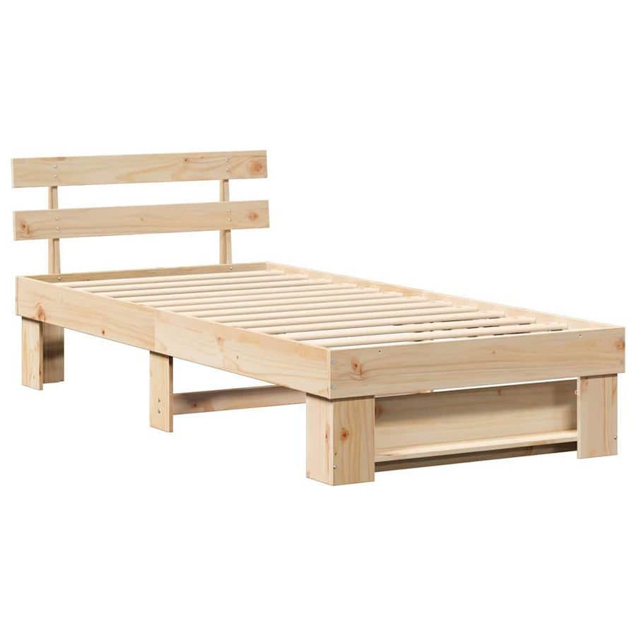 Bedframe met hoofdeinde Bruin 90 x 200 cm Massief grenenhout