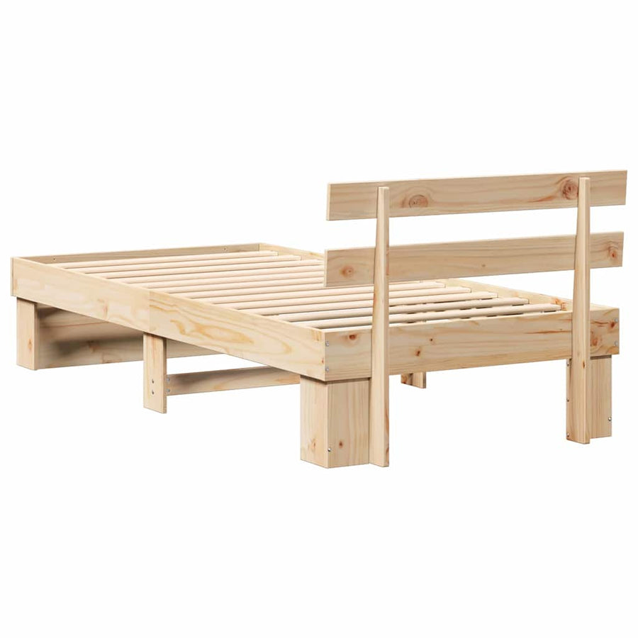 Bedframe met hoofdeinde Bruin 90 x 200 cm Massief grenenhout