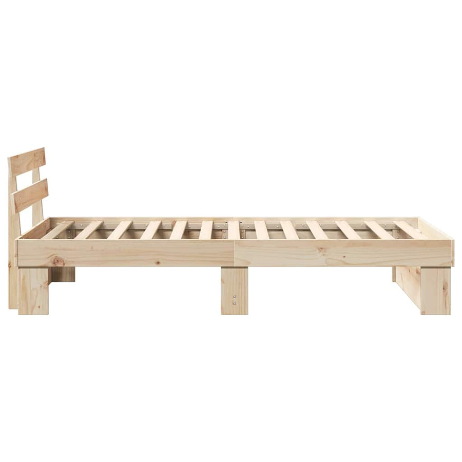 Bedframe met hoofdeinde Bruin 90 x 200 cm Massief grenenhout
