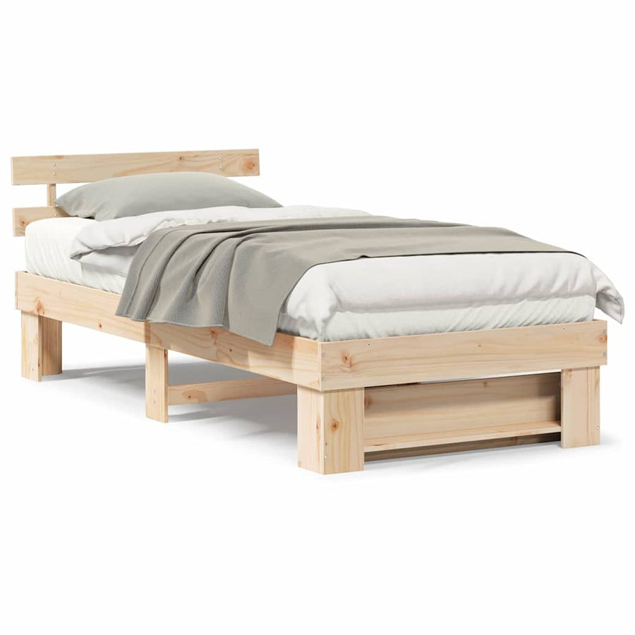 Bedframe met hoofdeinde Bruin 90 x 200 cm Massief grenenhout