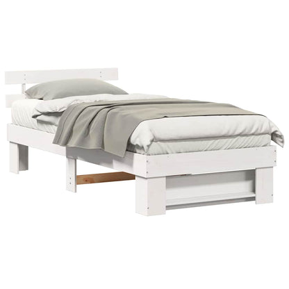 Bedframe met hoofdeinde Wit 80 x 200 cm Massief grenenhout