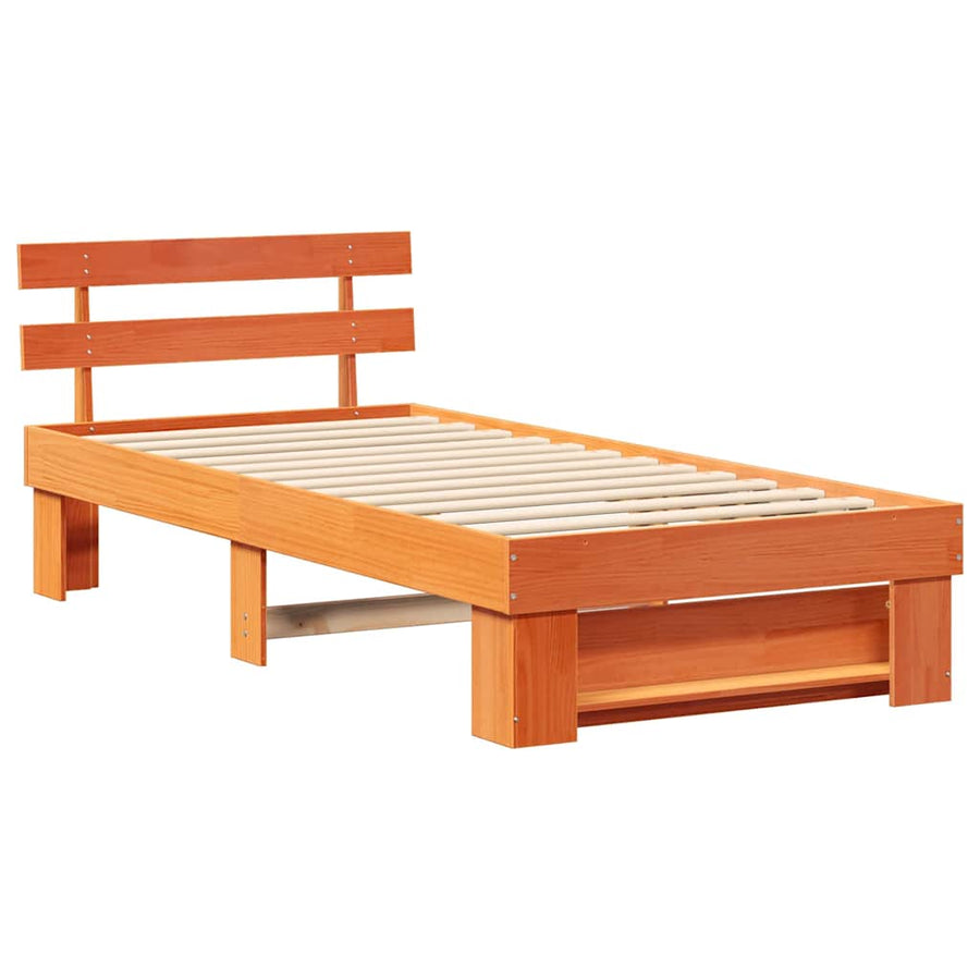 Bedframe met hoofdeinde Wasbruin 80 x 200 cm Massief grenenhout
