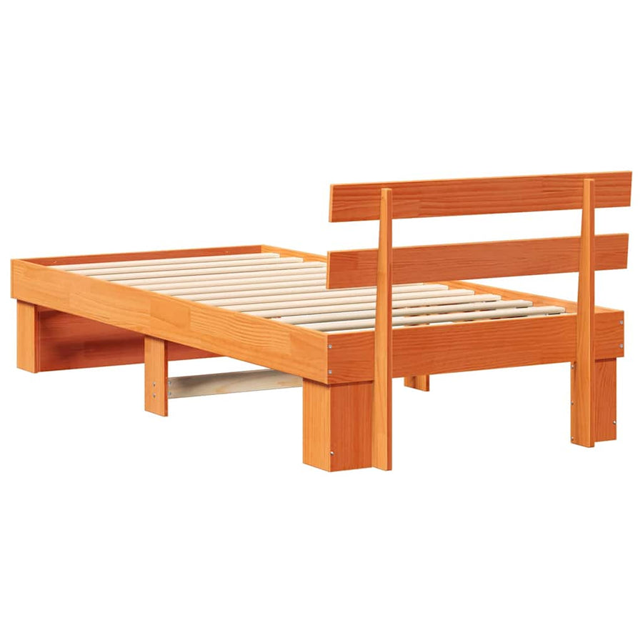 Bedframe met hoofdeinde Wasbruin 80 x 200 cm Massief grenenhout