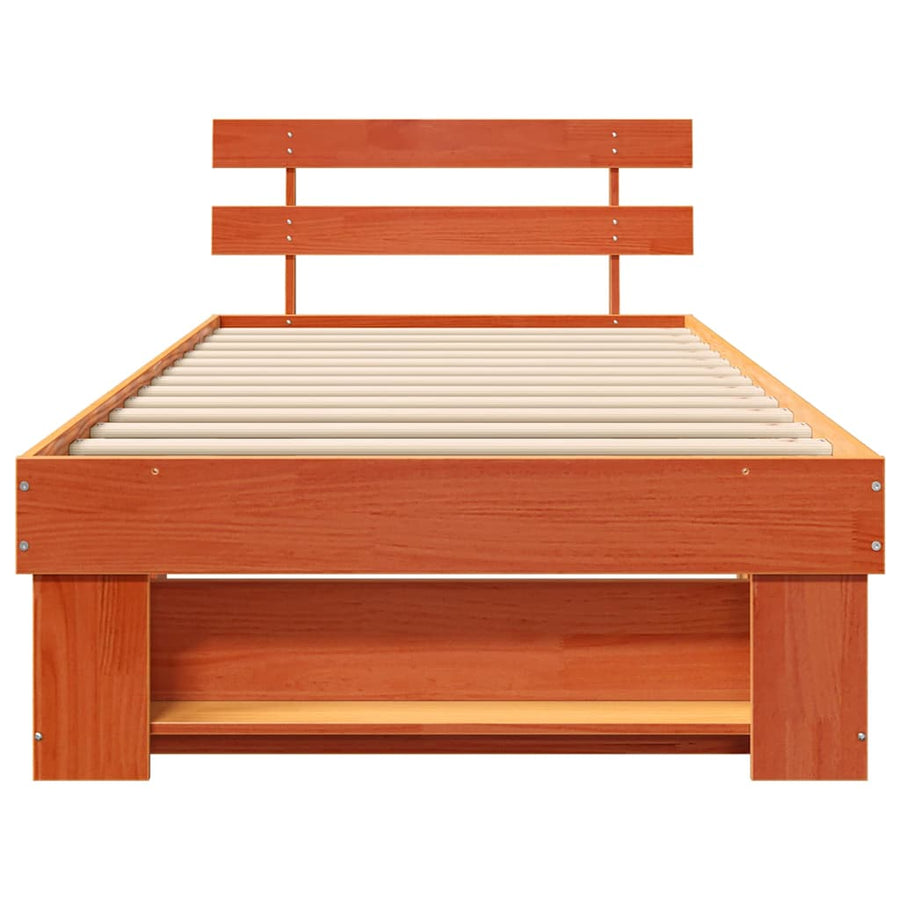 Bedframe met hoofdeinde Wasbruin 80 x 200 cm Massief grenenhout