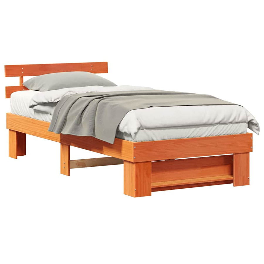 Bedframe met hoofdeinde Wasbruin 80 x 200 cm Massief grenenhout