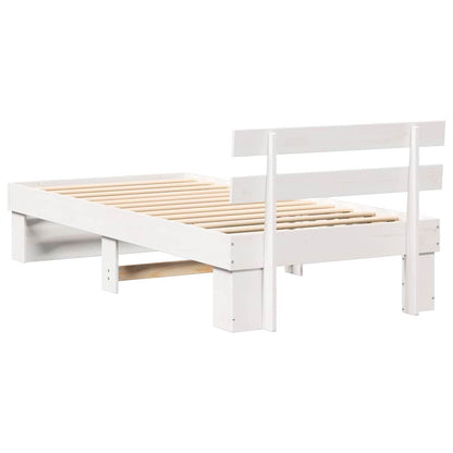 Bedframe met hoofdeinde Wit 90 x 190 cm Massief grenenhout