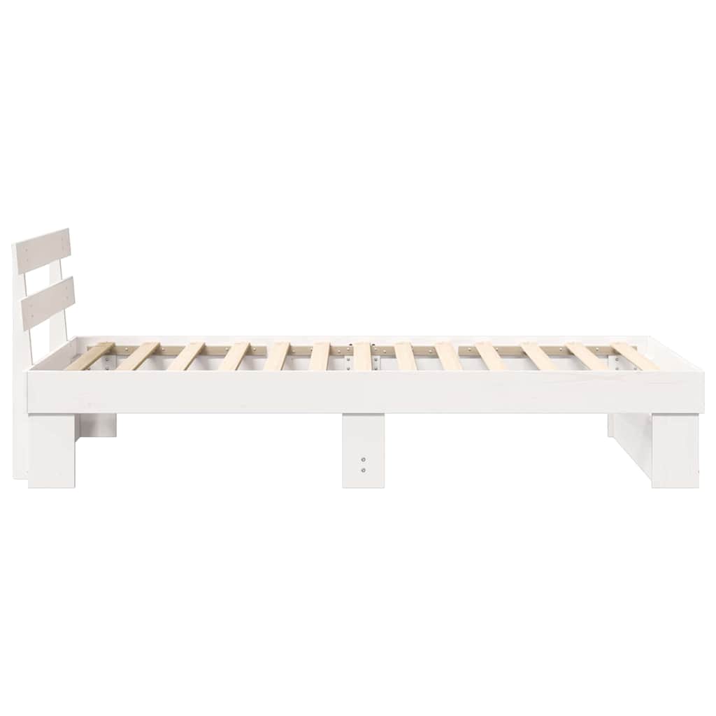 Bedframe met hoofdeinde Wit 90 x 190 cm Massief grenenhout