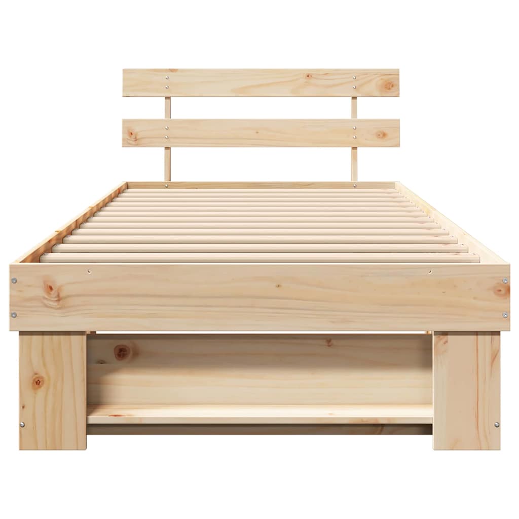 Bedframe met hoofdeinde Bruin 75 x 190 cm Massief grenenhout