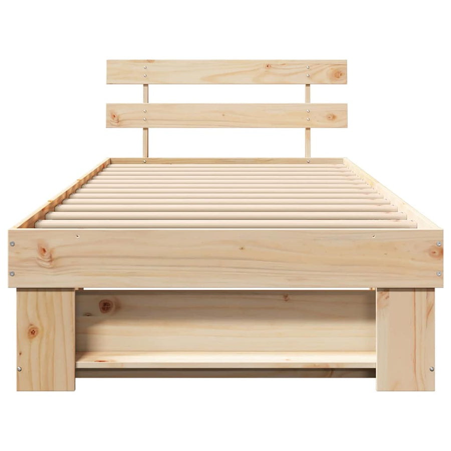 Bedframe met hoofdeinde Bruin 75 x 190 cm Massief grenenhout