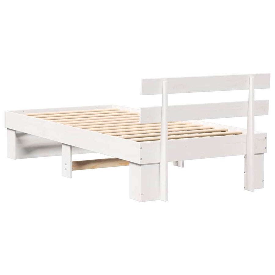 Bedframe met hoofdeinde Wit 75 x 190 cm Massief grenenhout