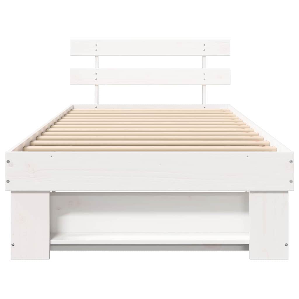 Bedframe met hoofdeinde Wit 75 x 190 cm Massief grenenhout