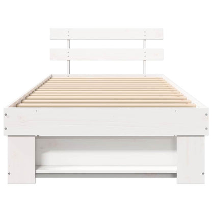 Bedframe met hoofdeinde Wit 75 x 190 cm Massief grenenhout