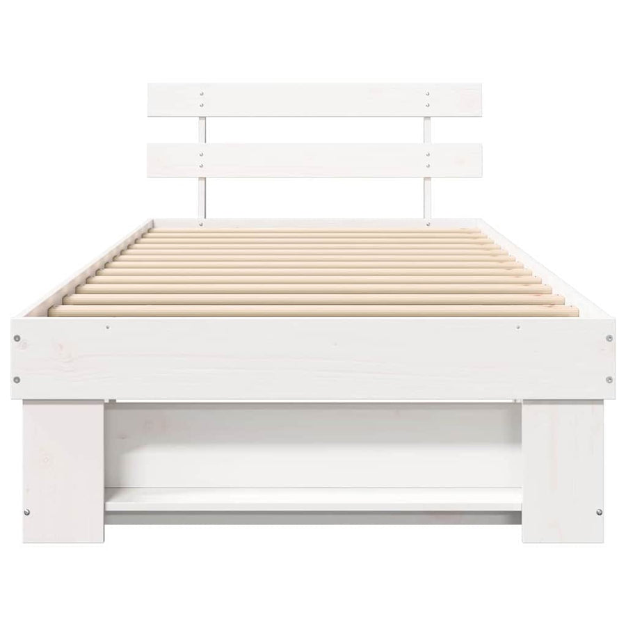 Bedframe met hoofdeinde Wit 75 x 190 cm Massief grenenhout