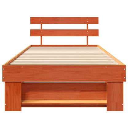 Bedframe met hoofdeinde Wasbruin 75 x 190 cm Grenenhout