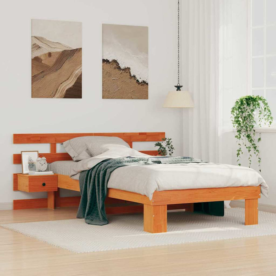 Bedframe met lade Wasbruin 100 x 200 cm Massief grenenhout
