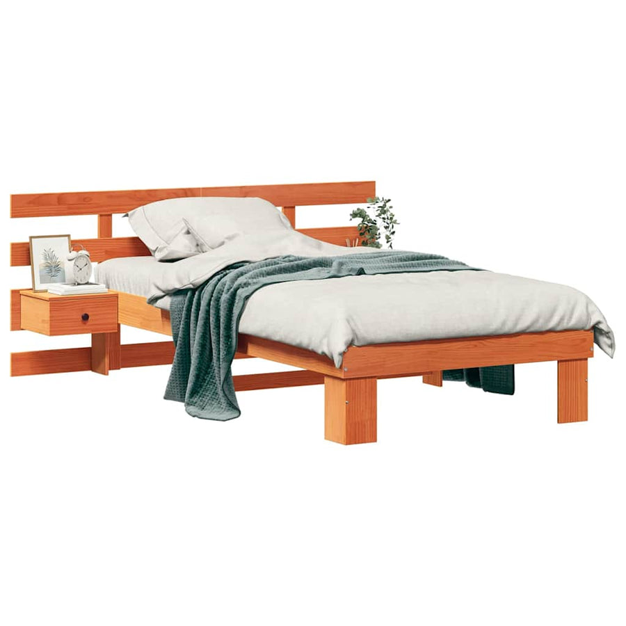 Bedframe met lade Wasbruin 100 x 200 cm Massief grenenhout