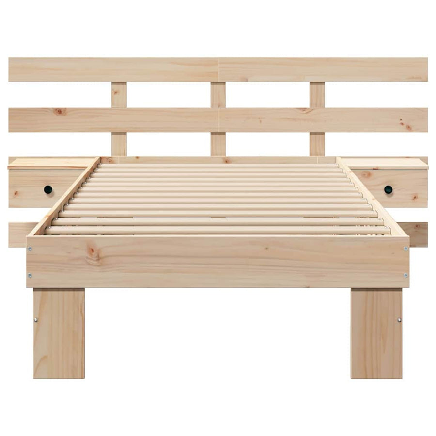 Bedframe met lade met hoofdeinde Bruin 90 x 200 cm Massief grenenhout