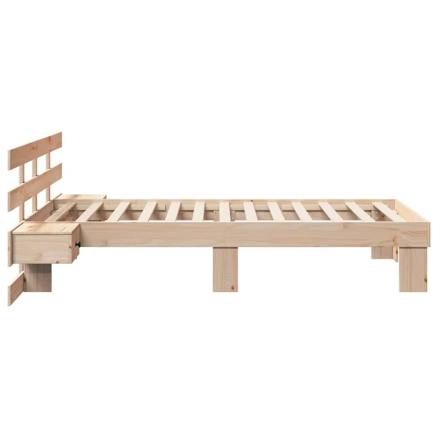 Bedframe met lade met hoofdeinde Bruin 90 x 200 cm Massief grenenhout