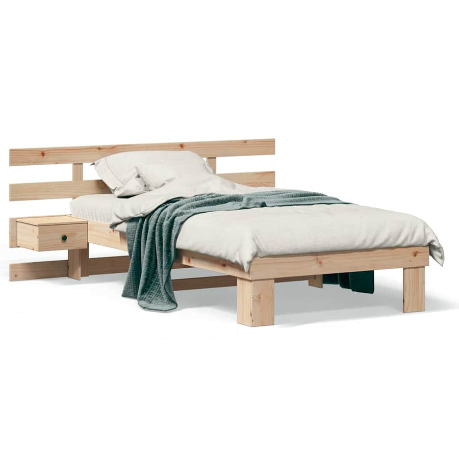 Bedframe met lade met hoofdeinde Bruin 90 x 200 cm Massief grenenhout