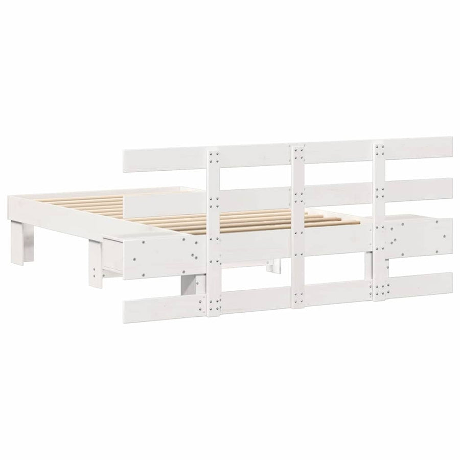 Bedframe met lade met hoofdeinde Wit 90 x 200 cm Massief grenenhout