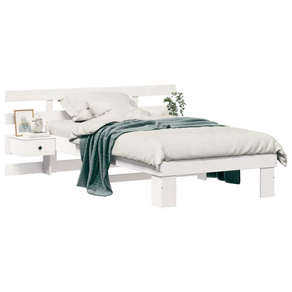 Bedframe met lade met hoofdeinde Wit 90 x 200 cm Massief grenenhout