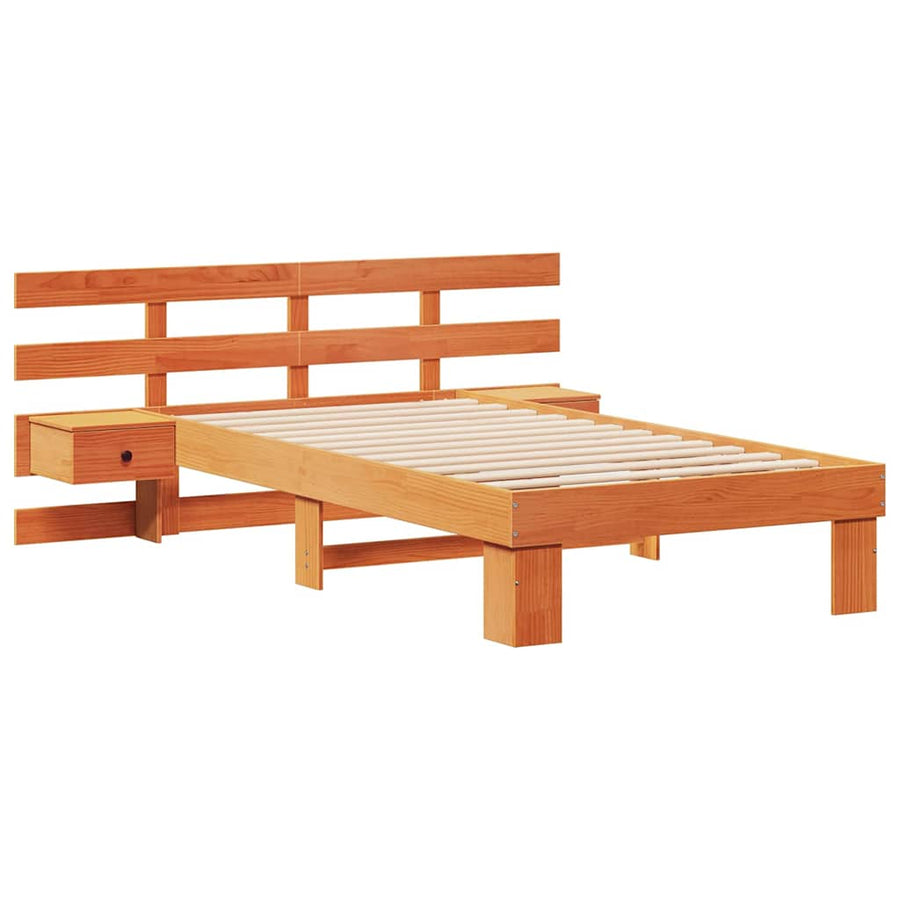 Bedframe met lade met hoofdeinde Wasbruin 90 x 200 cm Massief grenenhout
