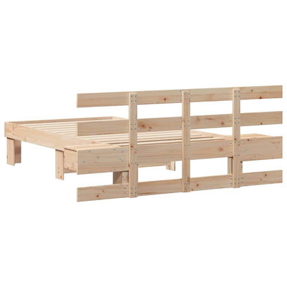 Bedframe met lade met hoofdeinde Bruin 80 x 200 cm Massief grenenhout