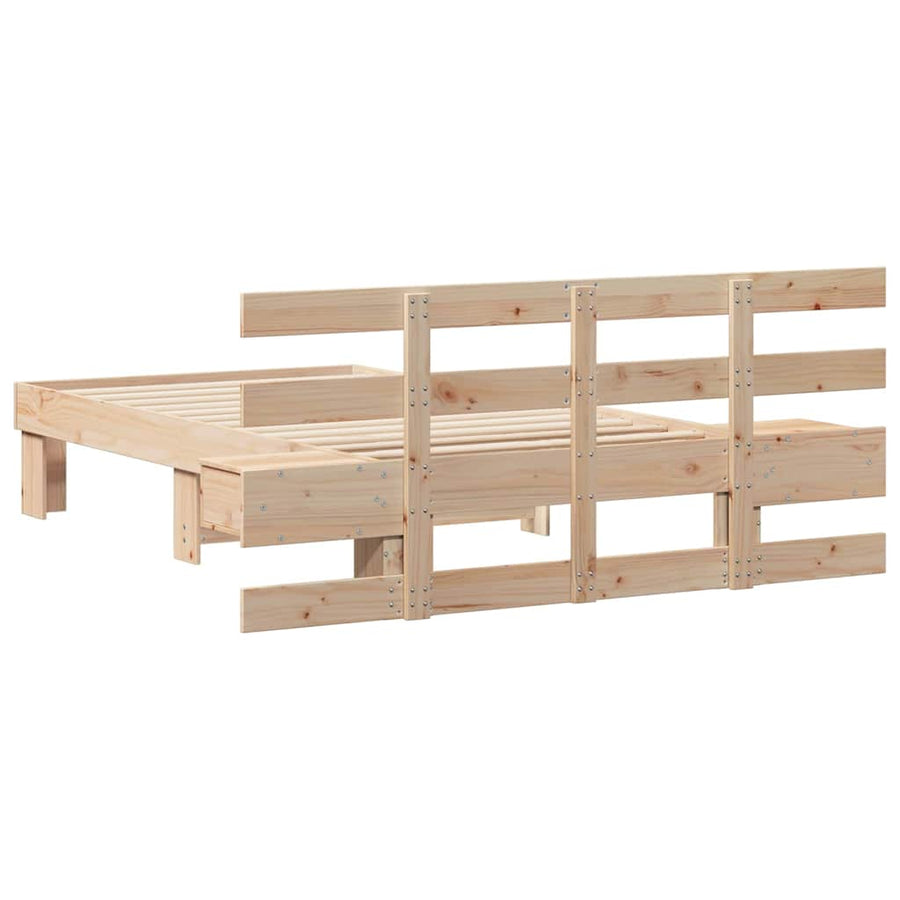 Bedframe met lade met hoofdeinde Bruin 80 x 200 cm Massief grenenhout