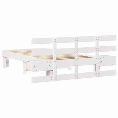 Bedframe met lade met hoofdeinde Wit 80 x 200 cm Massief grenenhout