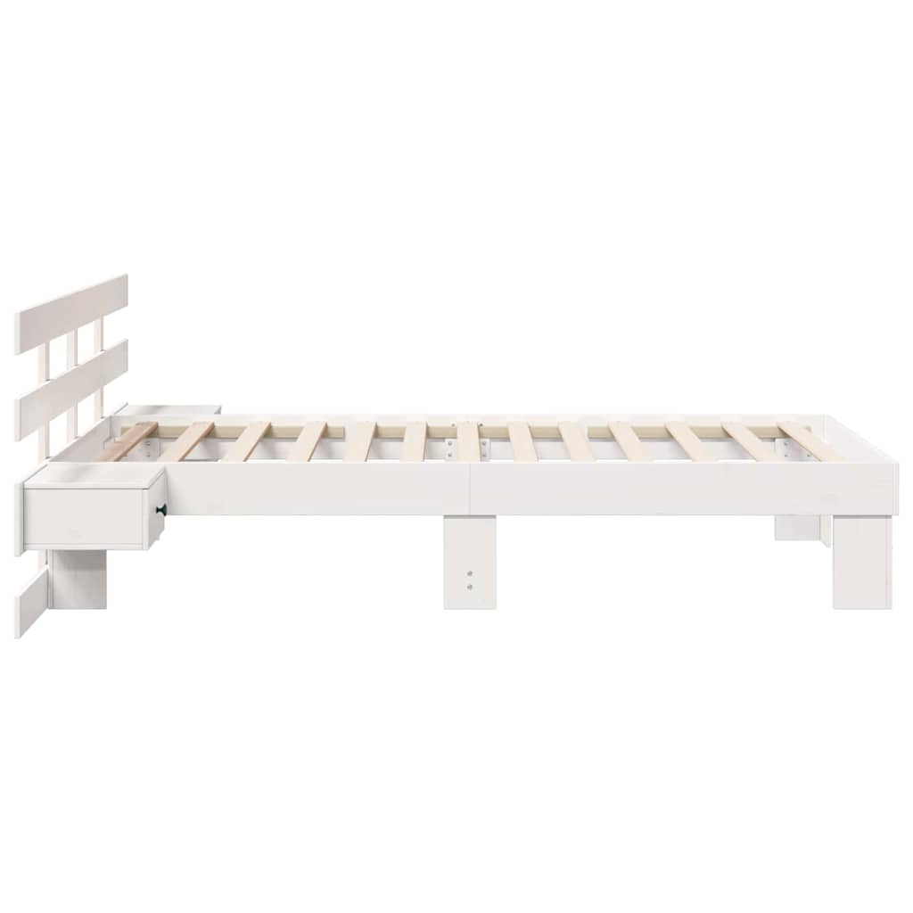 Bedframe met lade met hoofdeinde Wit 80 x 200 cm Massief grenenhout