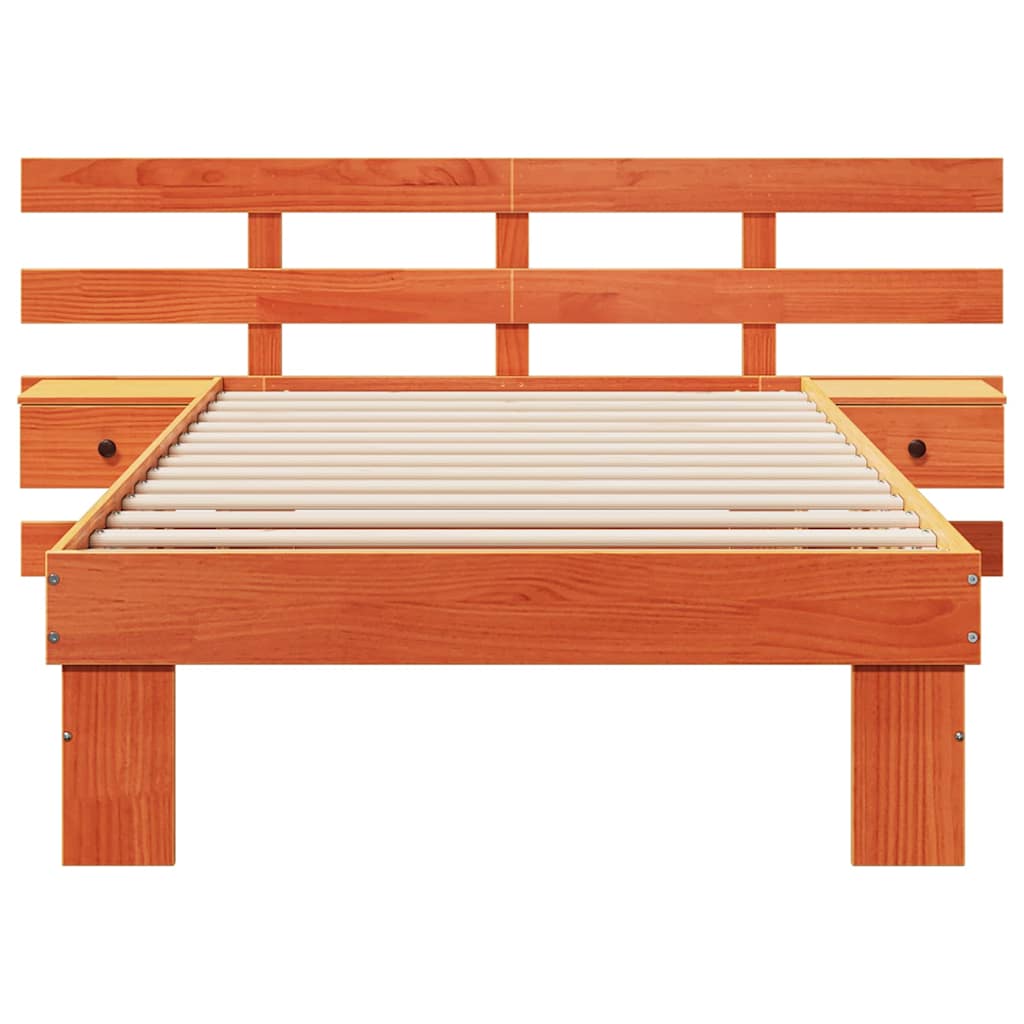 Bedframe met lade met hoofdeinde Wasbruin 80 x 200 cm Massief grenenhout