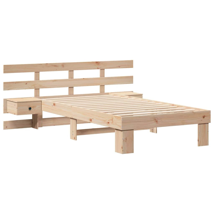 Bedframe met lade met hoofdeinde Bruin 75 x 190 cm Massief grenenhout