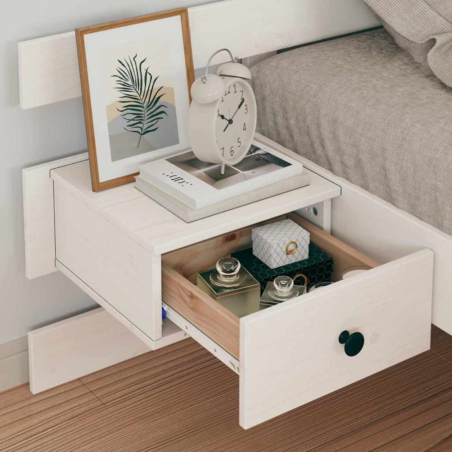 Bedframe met lade met hoofdeinde Wit 75 x 190 cm Massief grenenhout