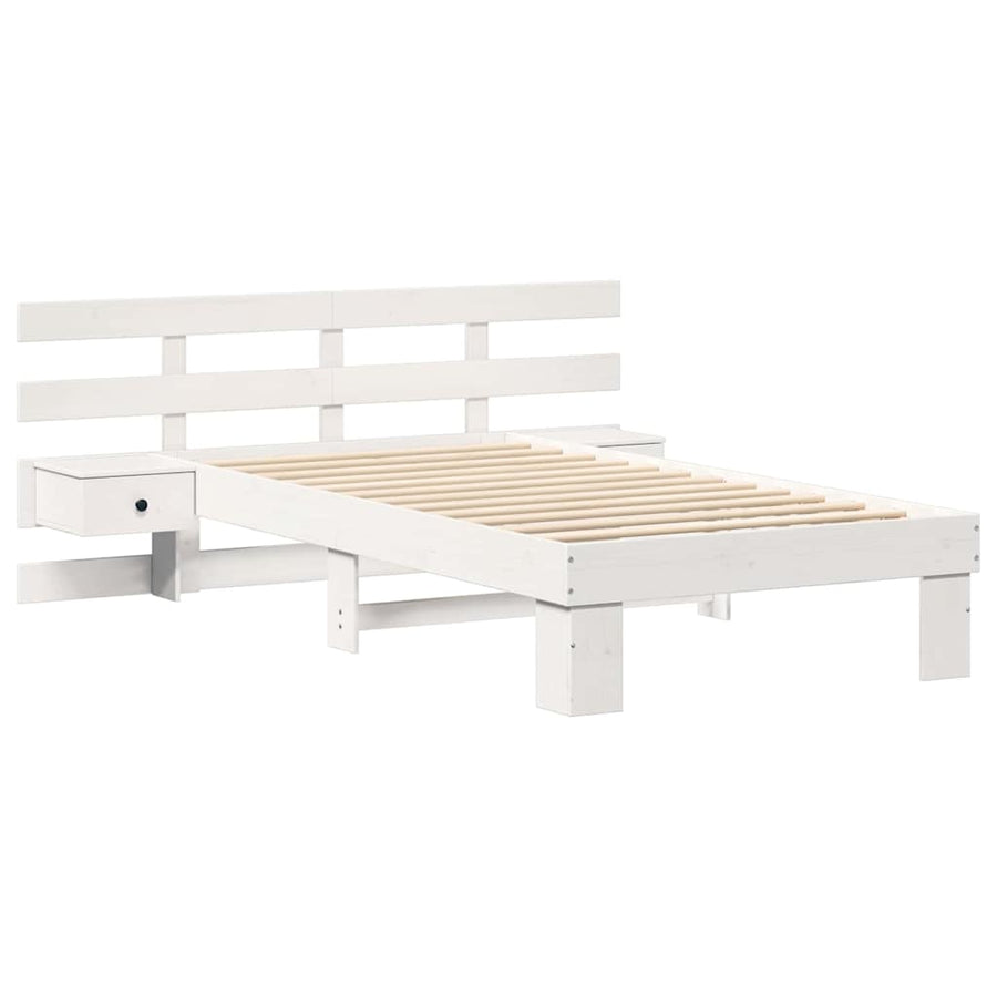Bedframe met lade met hoofdeinde Wit 75 x 190 cm Massief grenenhout