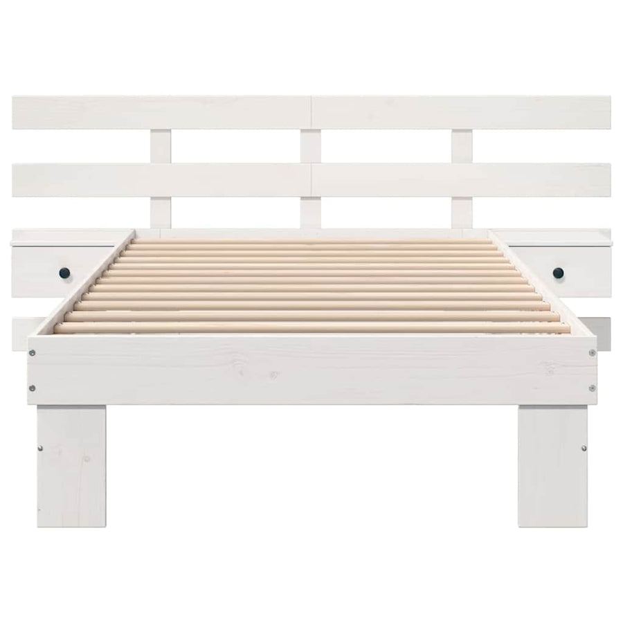 Bedframe met lade met hoofdeinde Wit 75 x 190 cm Massief grenenhout