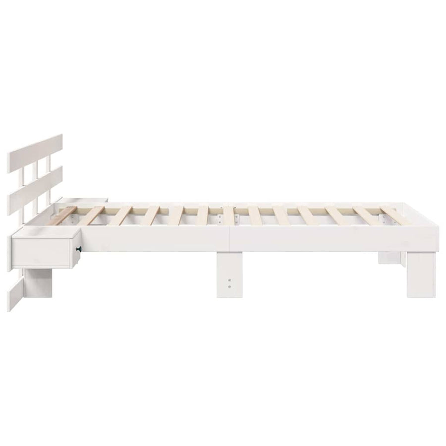 Bedframe met lade met hoofdeinde Wit 75 x 190 cm Massief grenenhout